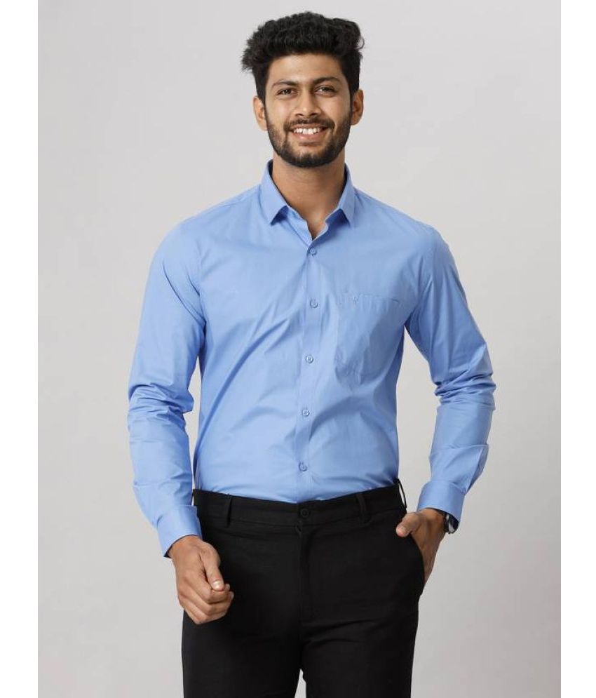     			Ramraj cotton Cotton Blend Slim Fit Solids Full Sleeves Men's Casual Shirt - Blue ( Pack of 1 )