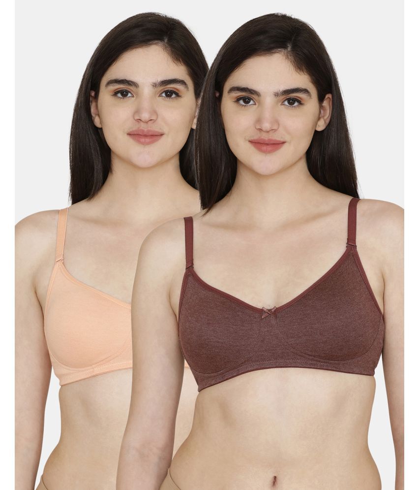     			Rosaline by Zivame Brown Polyester Non Padded Women's T-Shirt Bra ( Pack of 2 )