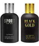 LA FRENCH Black Gold & Sport Eau De Parfum (EDP) For Men Each 100ml ( Pack of 2 )