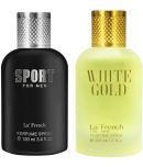 LA FRENCH Sport & White Gold Eau De Parfum (EDP) For Men Each 100ml ( Pack of 2 )