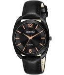 Lorem Black Leather Analog Womens Watch