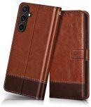 NBOX Brown Flip Cover Leather Compatible For Samsung Galaxy S23 FE 5G ( Pack of 1 )