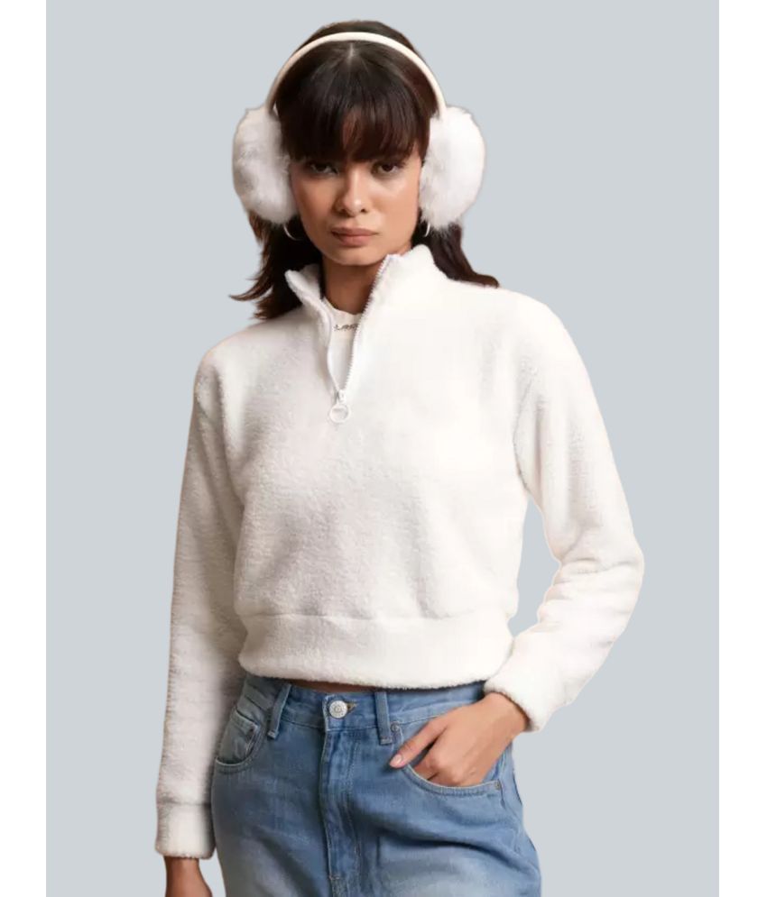     			AKTIF Faux Fur Women's Zippered Sweatshirt ( White )