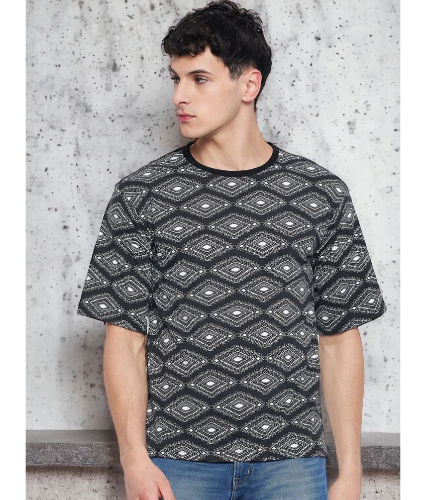     			AUSTIZ Cotton Blend Regular Fit Printed Half Sleeves Men's T-Shirt - Black ( Pack of 1 )