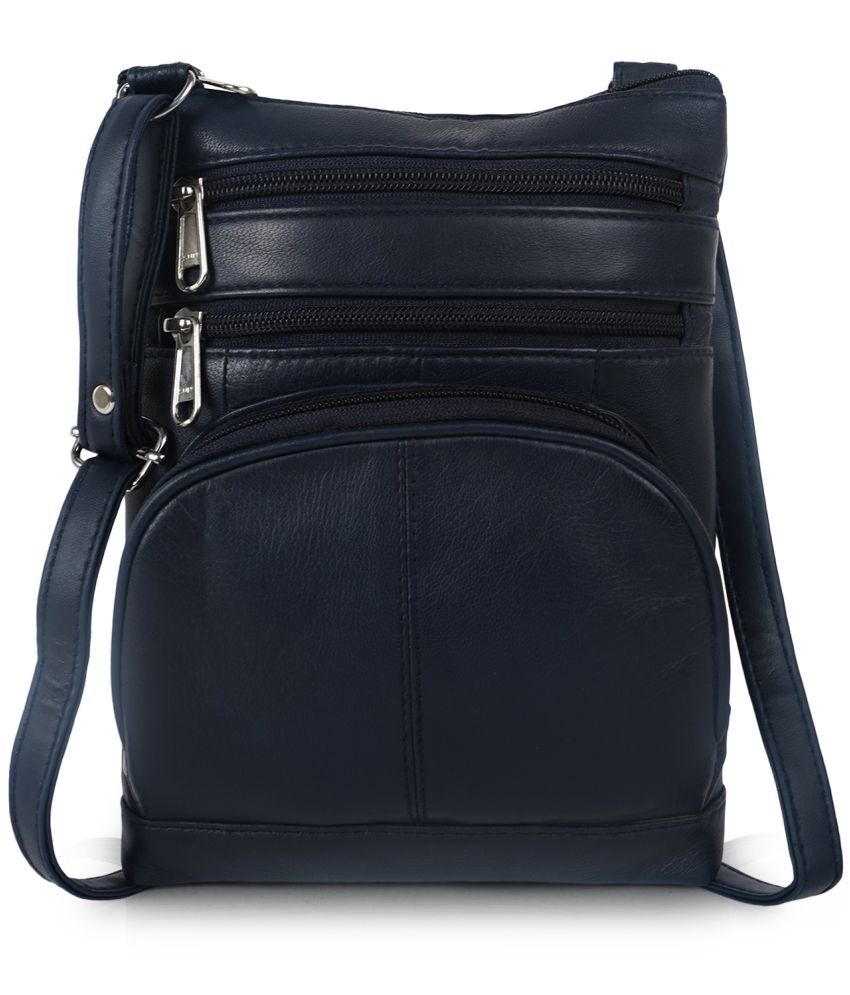     			CIMONI Navy Blue Pure Leather Sling Bag