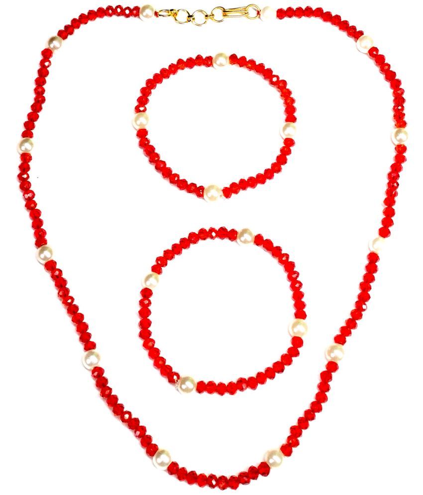     			DAIVYA WELLNESS Red Acrylic Necklace Set ( Pack of 1 )