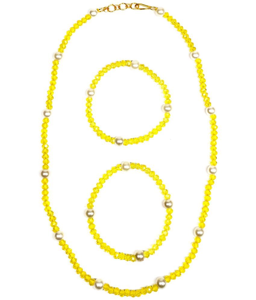     			DAIVYA WELLNESS Yellow Acrylic Necklace Set ( Pack of 1 )