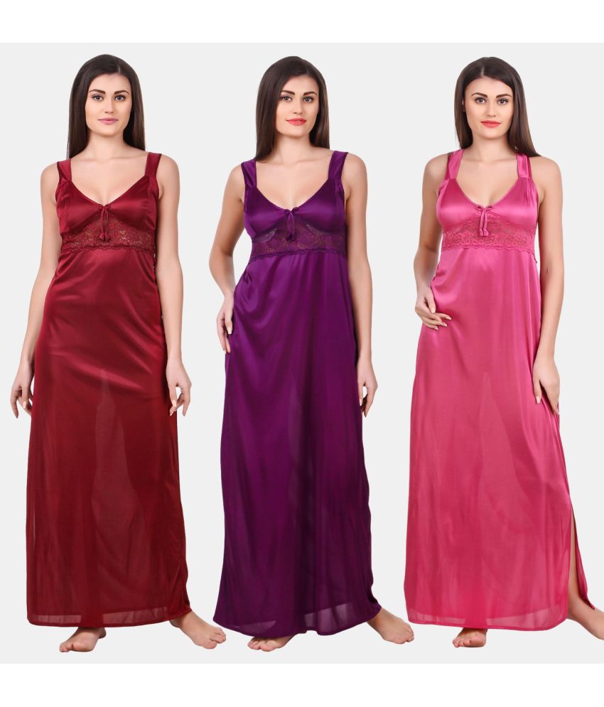     			Fasense Multi Color Satin Women's Nightwear Nighty & Night Gowns ( Pack of 1 )