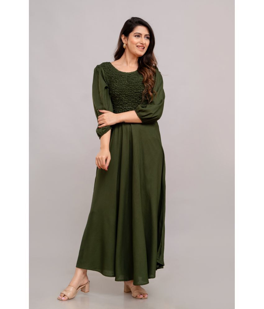     			Frionkandy Rayon Solid Ankle Length Women's Gown - Green ( Pack of 1 )