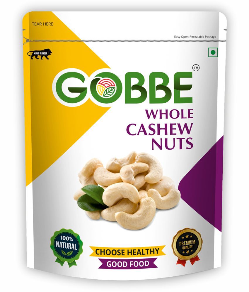     			GOBBE Premium Whole Cashew Nuts | Nutritious & Delicious Kaju | Gluten Free, Low Calorie & High Protein Nuts - 200gm (Pack of 1)