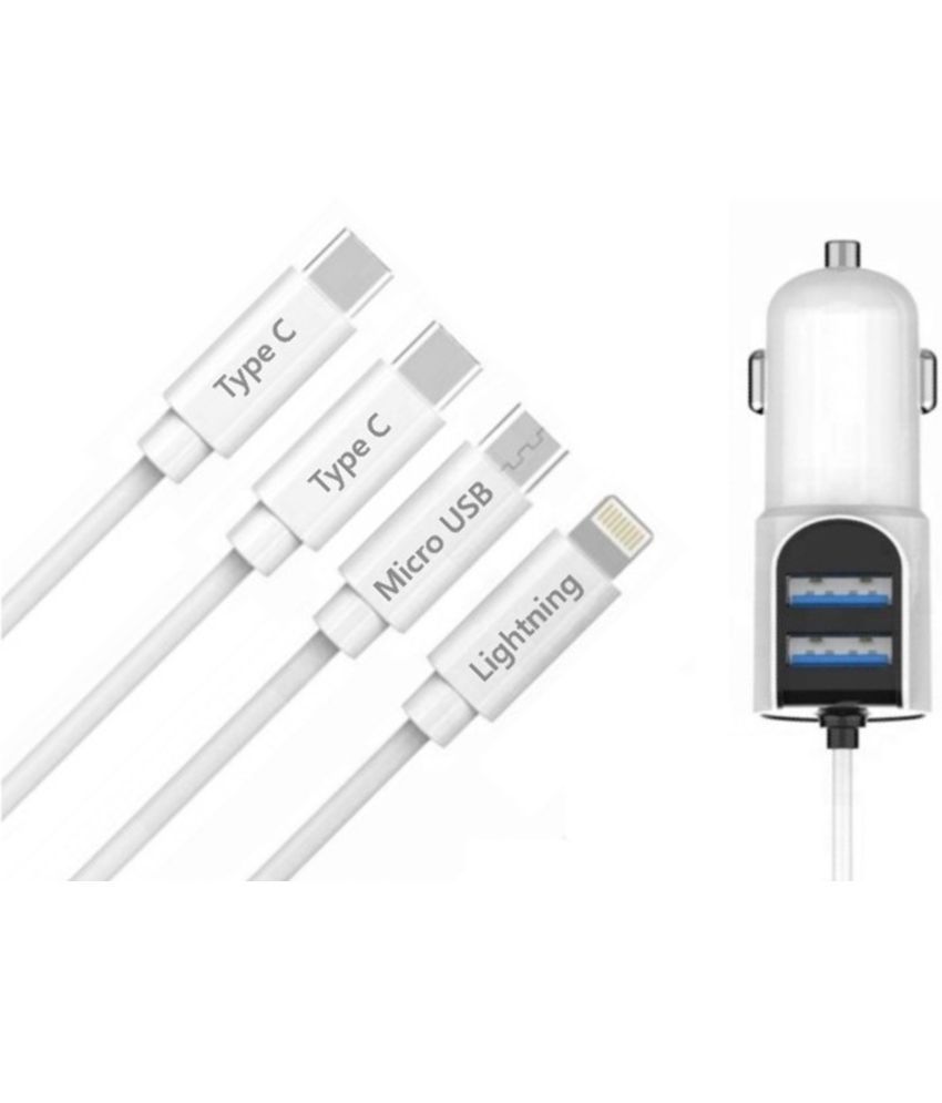     			Larecastle Car Mobile Charger 6 in 1 Car Charger White