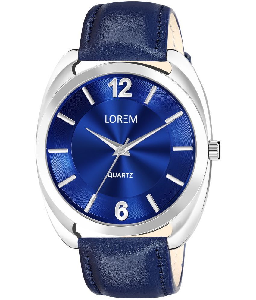     			Lorem Blue Leather Analog Men's Watch