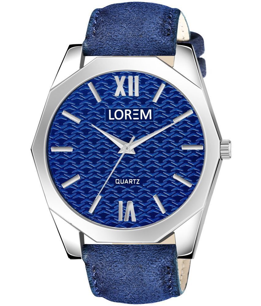     			Lorem Blue Leather Analog Men's Watch