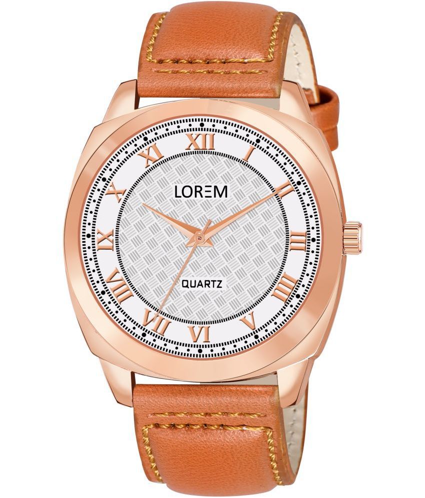     			Lorem Brown Leather Analog Men's Watch