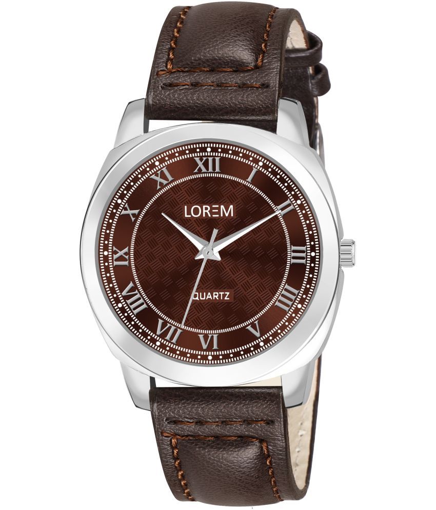     			Lorem Brown Leather Analog Womens Watch