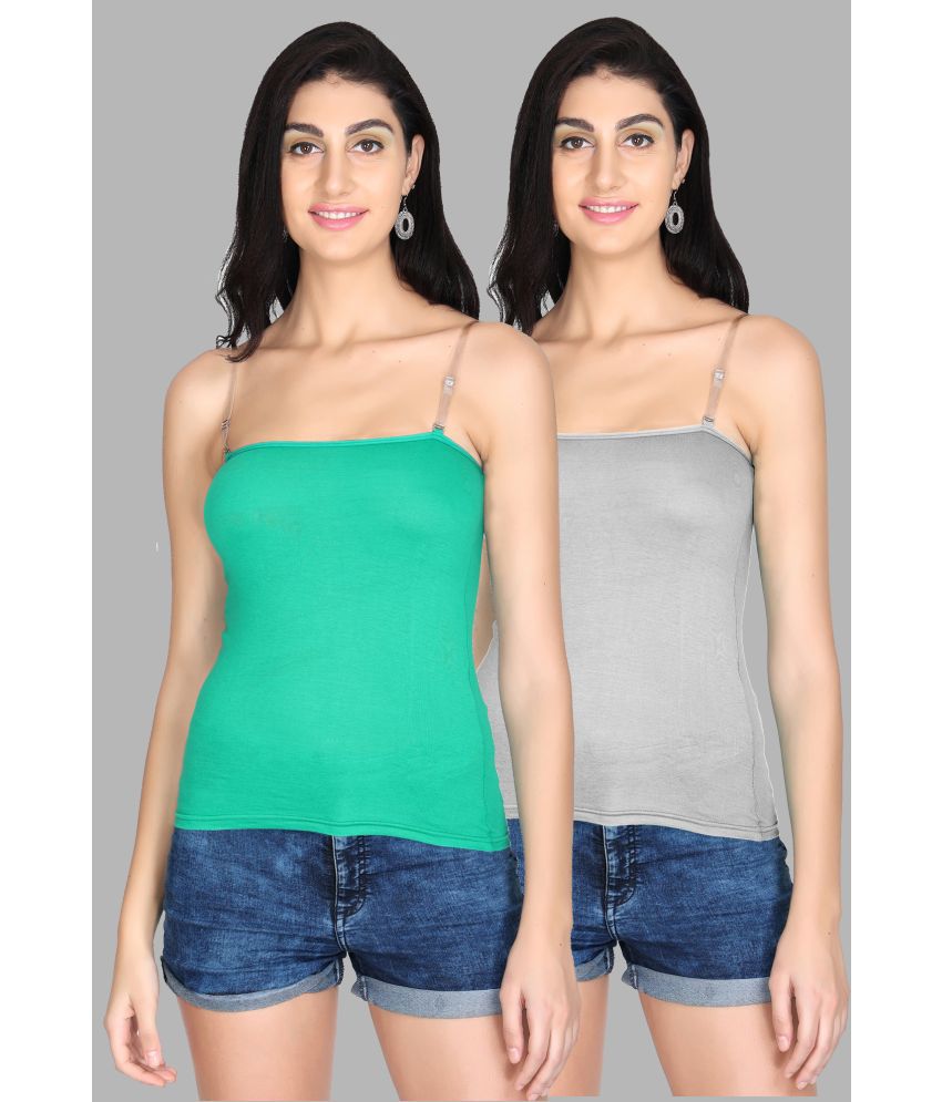     			Madam Camisole Cotton Blended Camisoles - Multi Color Pack of 2