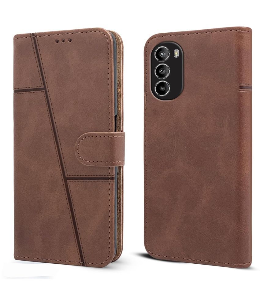     			NBOX Brown Flip Cover Artificial Leather Compatible For Motorola Moto G82 5G ( Pack of 1 )