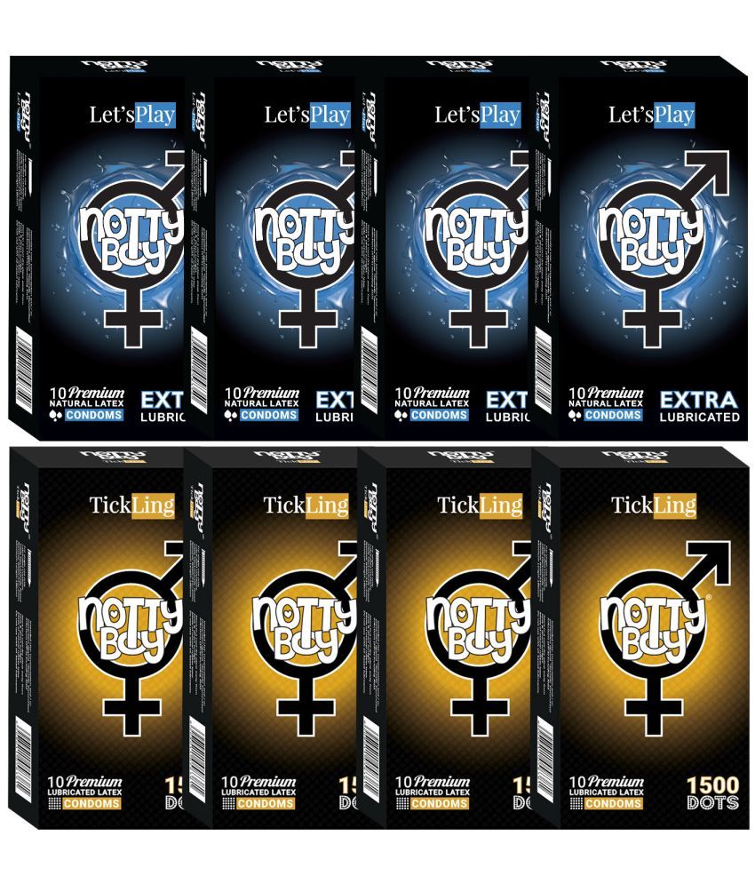     			NottyBoy Extra Lubricated and 1500 Extra Dots Condoms For Men - 80 Units