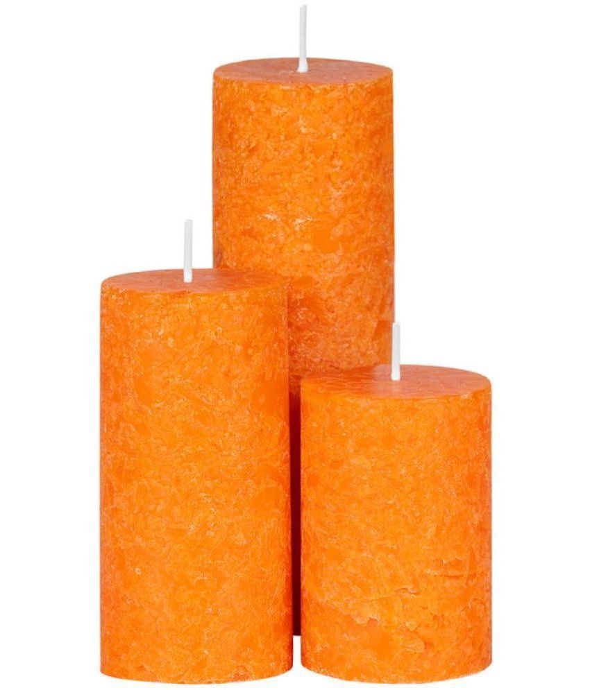     			Parkash Candles Orange Sandalwood Pillar Candle 15.24 cm ( Pack of 3 )