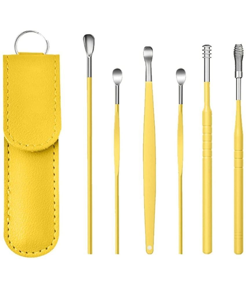     			Sobo 6 Pcs Ear Wax Cleaner - Reusable Ear Cleaner Tool Set with Storage Storage Leather Pouch - Ear Wax Remover Tool Kit with Ear Curette Cleaner (Assorted Colour)
