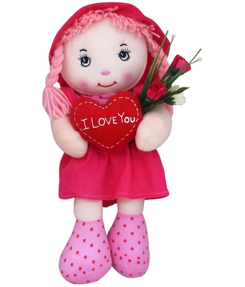     			Tickles Love Baby Doll with Red Rose Soft Stuffed Plush Toy for Girls & Wife Valentine Day (Color: Pink & Red Size: 35 cm)