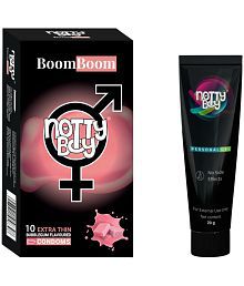 NottyBoy Long Last  Delay Gel 20gm and Bubblegum Extra Thin Flavoured Condom - Pack of 2