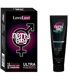 NottyBoy Long Last  Delay Gel 20gm and Ultra Ribbed Condom - Pack of 2