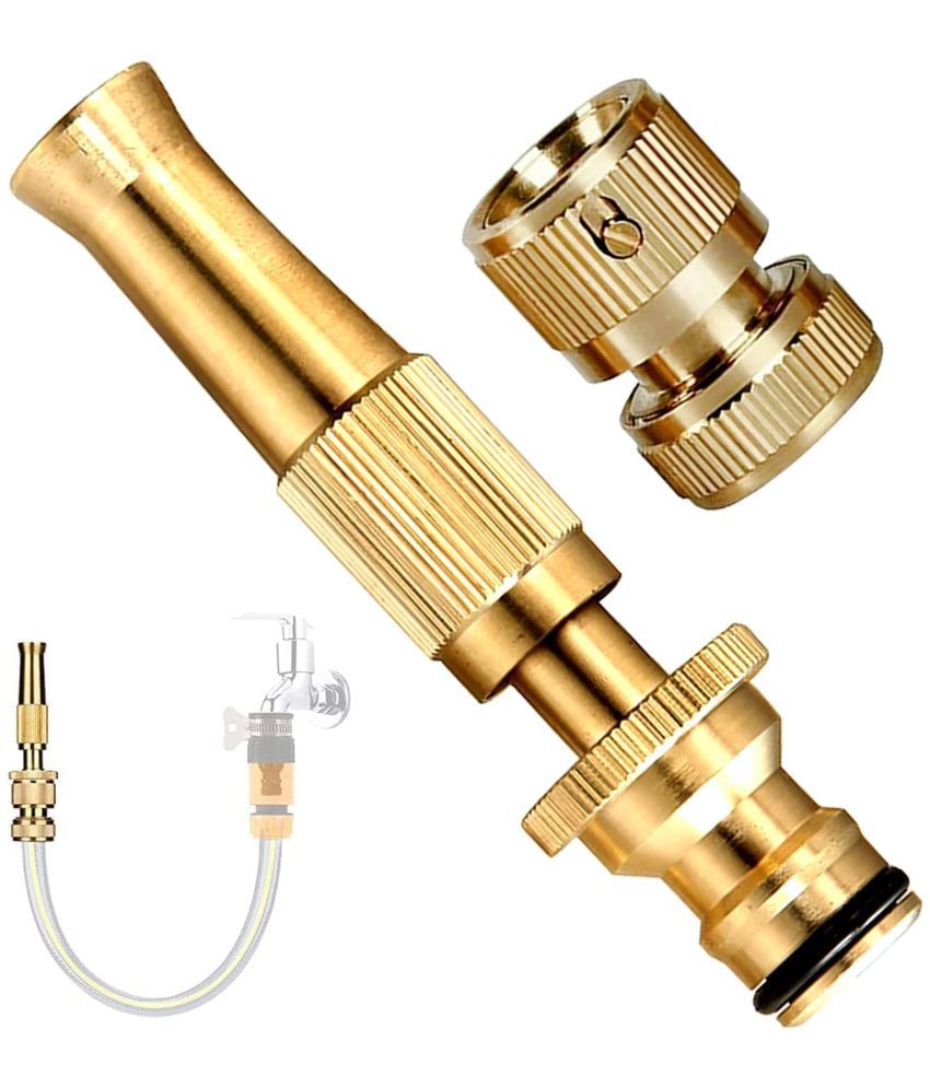     			Brass Hose Nozzle, Spray Nozzle With Connector Adjustable Twist Hose Nozzle 1/2 Inch No-leak Garden Water Hose Nozzles Connector For Car Cleaning Watering Plants
