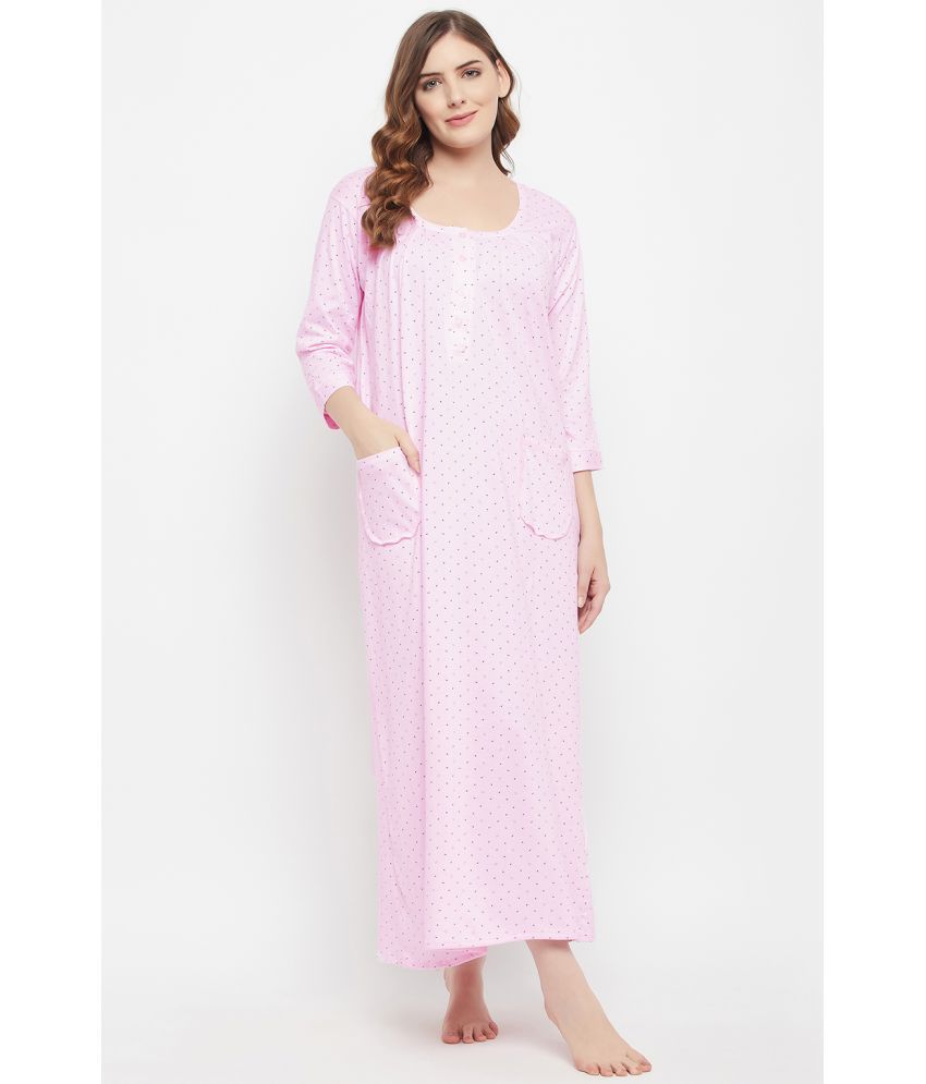    			Clovia Pink Cotton Women's Nightwear Nighty & Night Gowns ( Pack of 1 )