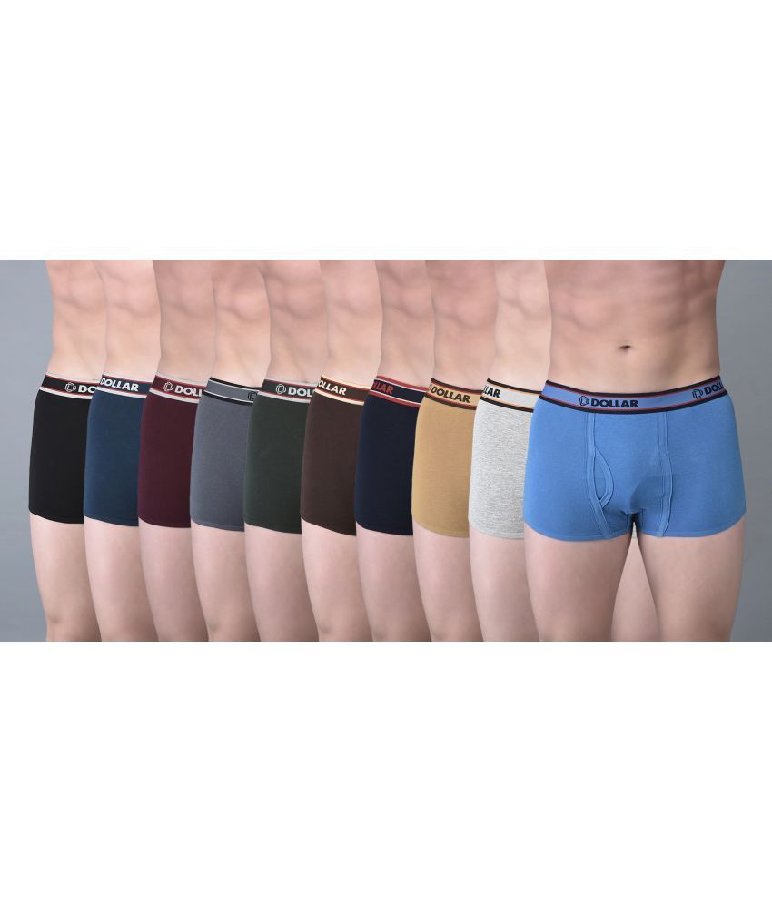     			Pack of 10 Dollar Bigboss Assorted Solid Cotton Blend Men Trunk