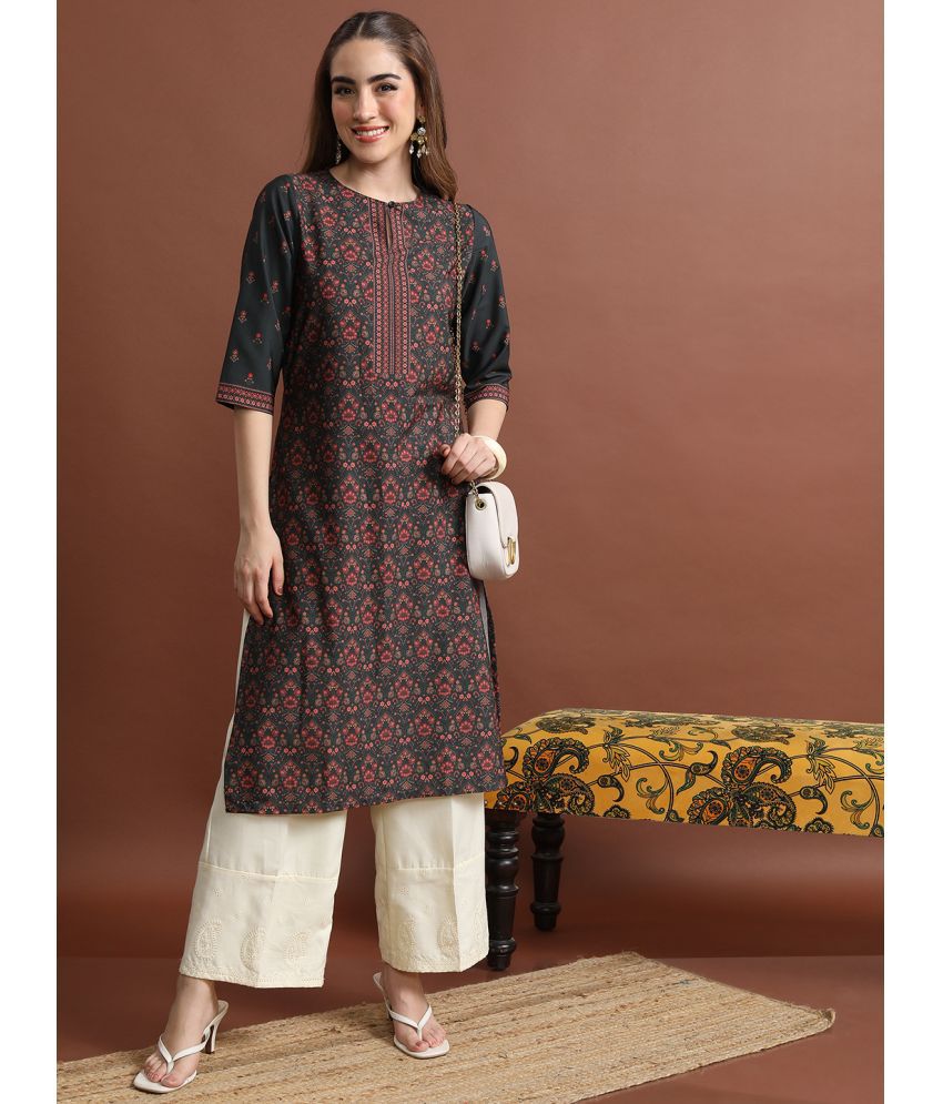     			Ketch Polyester Printed Straight Women's Kurti - Green ( Pack of 1 )