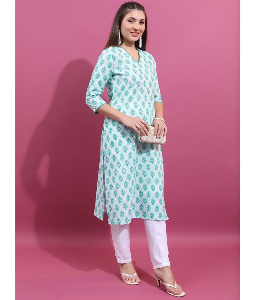     			Ketch Polyester Printed Straight Women's Kurti - Green ( Pack of 1 )