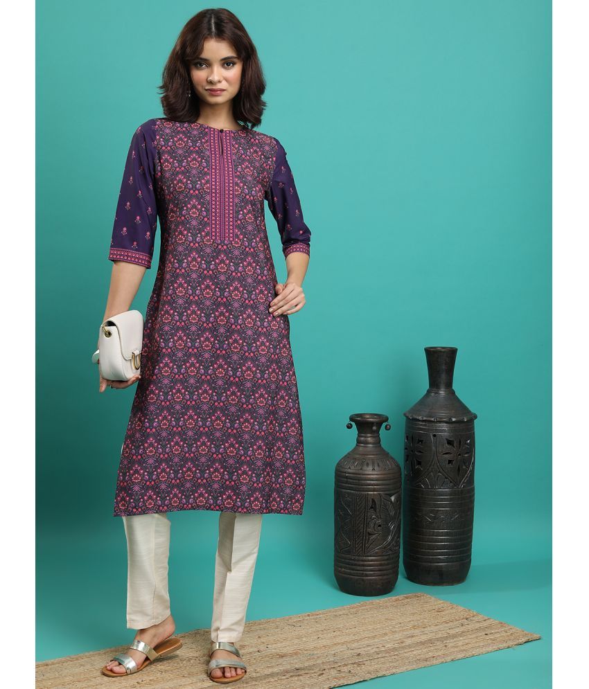     			Ketch Polyester Printed Straight Women's Kurti - Purple ( Pack of 1 )