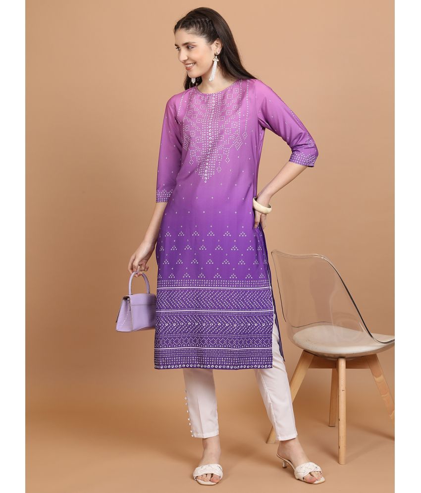     			Ketch Polyester Printed Straight Women's Kurti - Purple ( Pack of 1 )