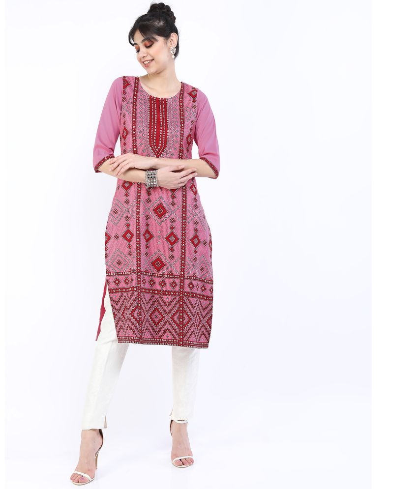     			Ketch Polyester Printed Straight Women's Kurti - Red ( Pack of 1 )