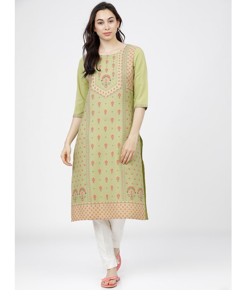     			Ketch Polyester Printed Straight Women's Kurti - Green ( Pack of 1 )