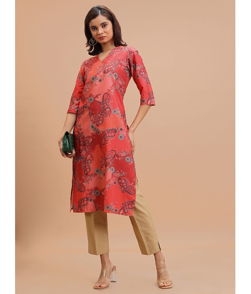     			Ketch Polyester Printed Straight Women's Kurti - Red ( Pack of 1 )