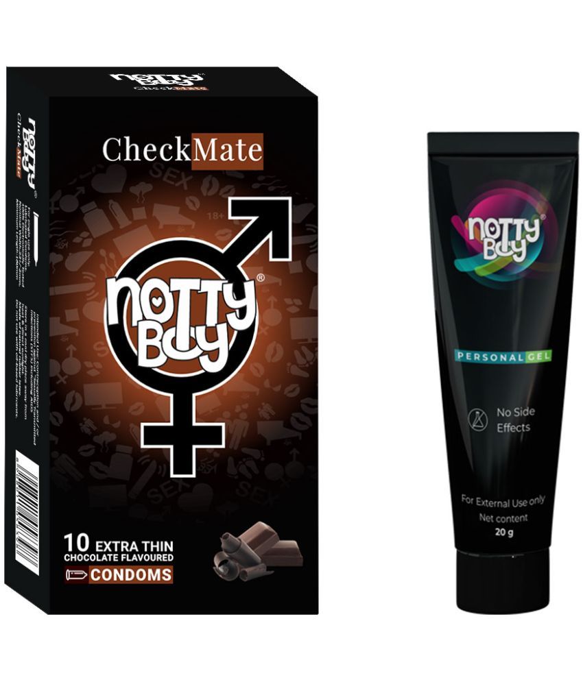     			NottyBoy Long Last Delay Gel 20gm and Chocolate Extra Thin Flavoured Condom - Pack of 10