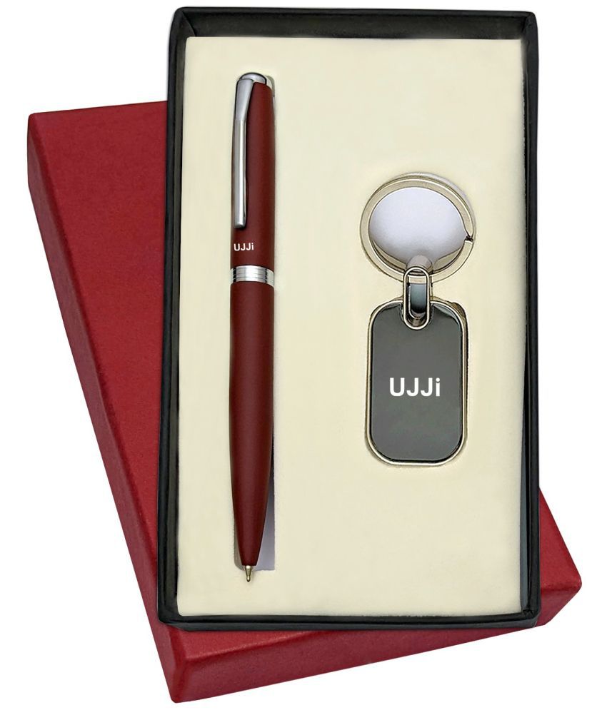     			UJJi 2in1 Set in Matte Finish Brown Colour Ball Point Pen and Keychain