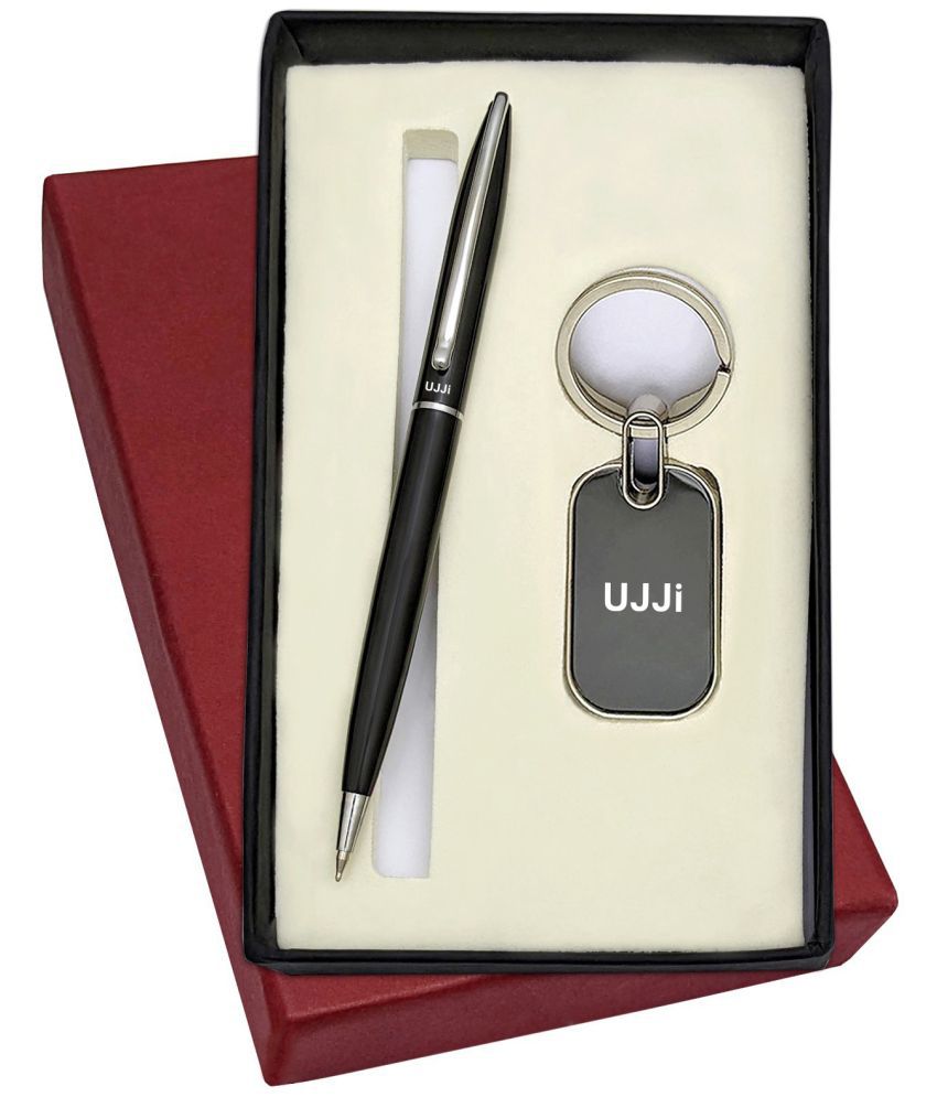    			UJJi 2in1 Set with Slim Design Black Ball Pen and Keychain