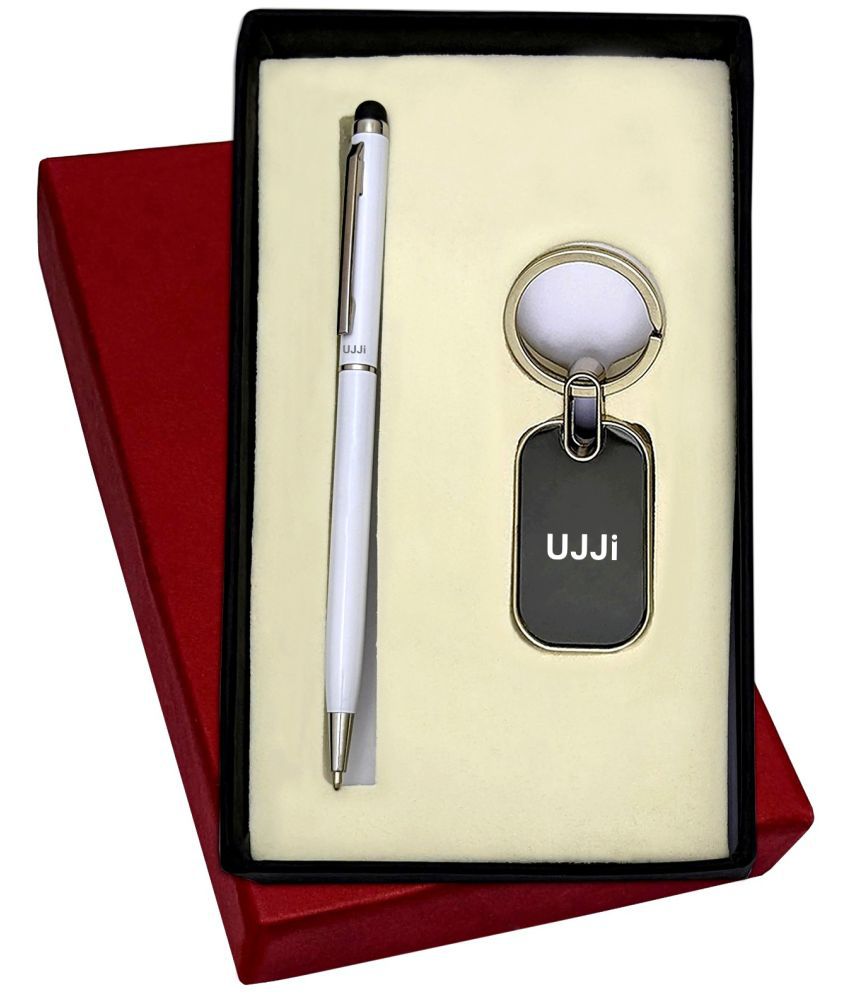     			UJJi 2in1 White Slim Design Pen with Touch Stylus and Keyring