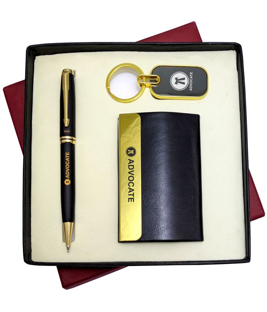     			UJJi 3in1 Advocate Logo Set with Black Ball Pen, Keychain and ATM Card Holder