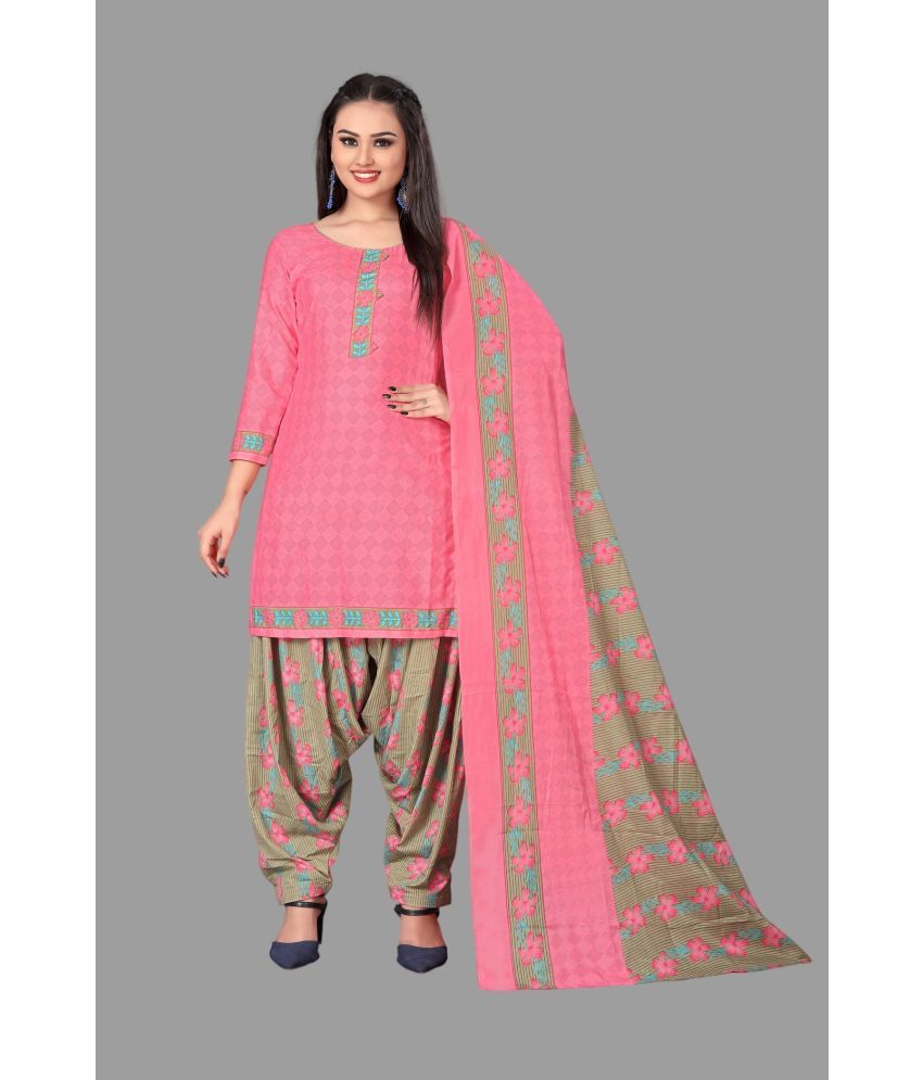     			WOW ETHNIC Unstitched Cotton Printed Dress Material - Pink ( Pack of 1 )