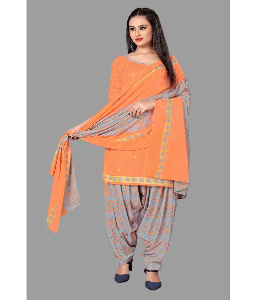     			WOW ETHNIC Unstitched Cotton Printed Dress Material - Orange ( Pack of 1 )