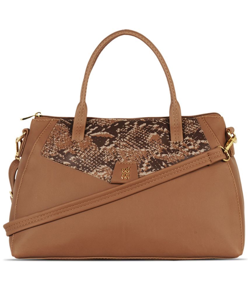     			Baggit Beige Faux Leather Satchel Bag