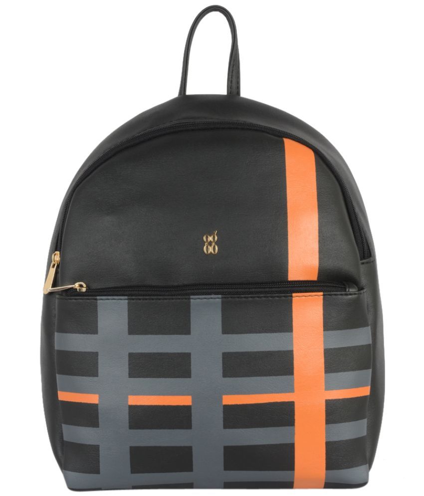     			Baggit Black Faux Leather Backpack