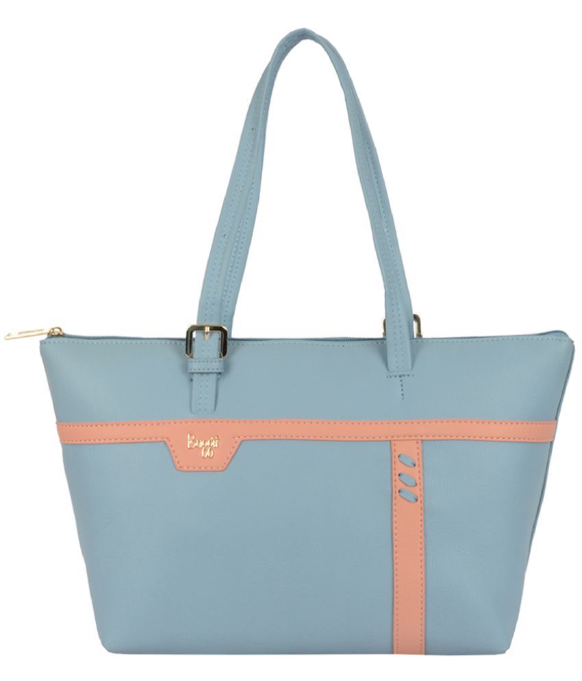     			Baggit Blue Faux Leather Tote Bag