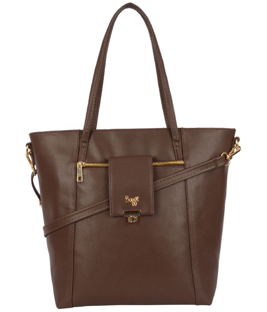     			Baggit Brown Faux Leather Tote Bag