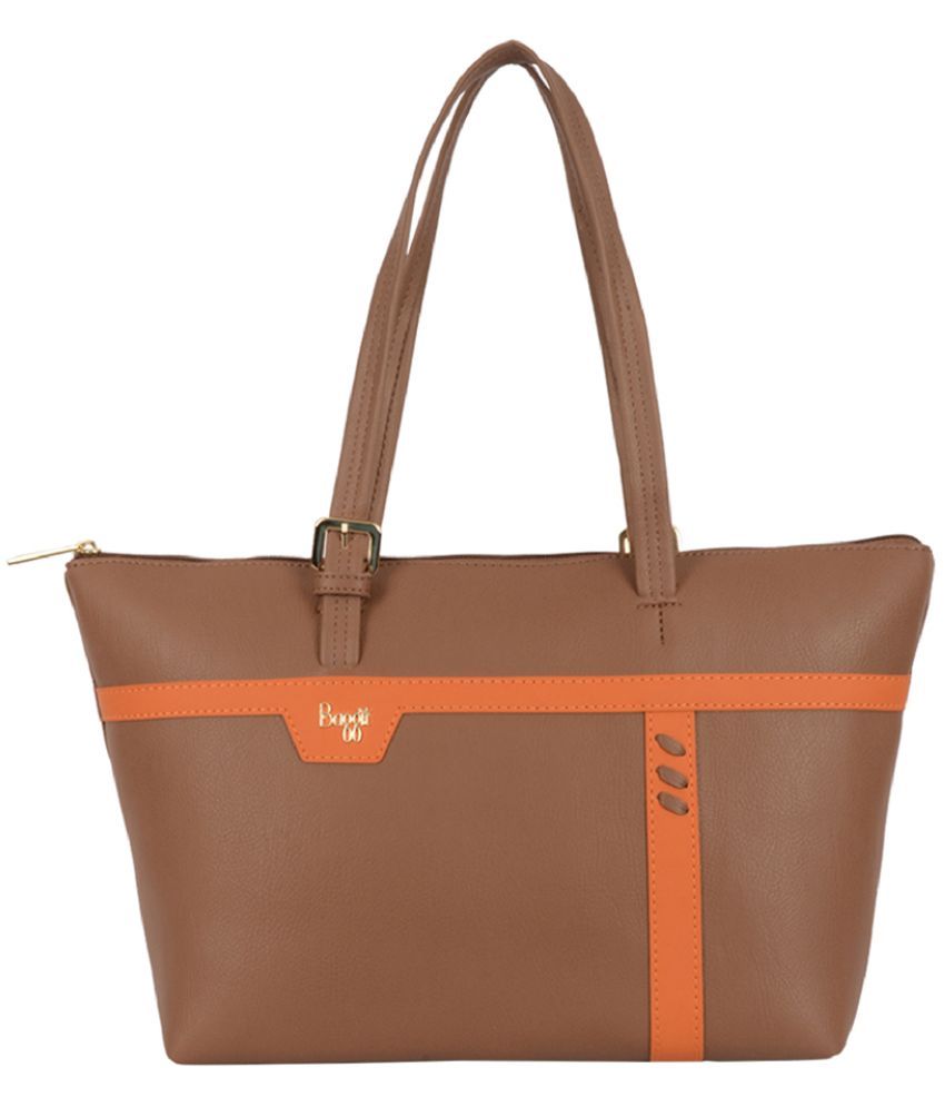     			Baggit Brown Faux Leather Tote Bag