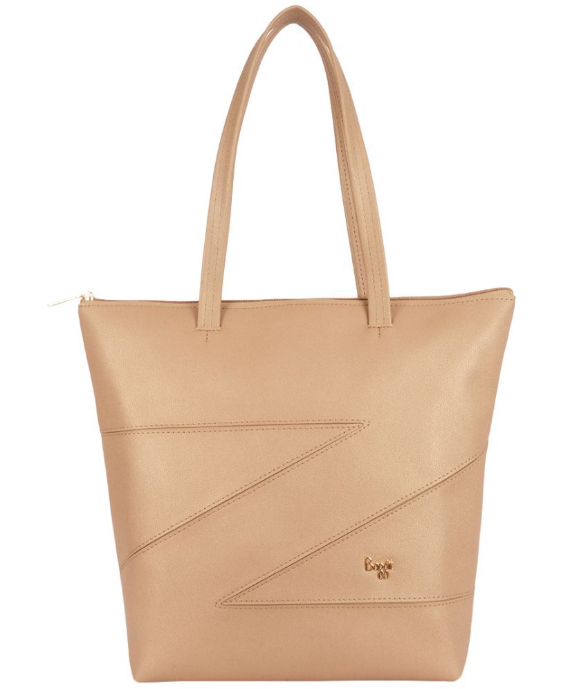     			Baggit Gold Faux Leather Tote Bag